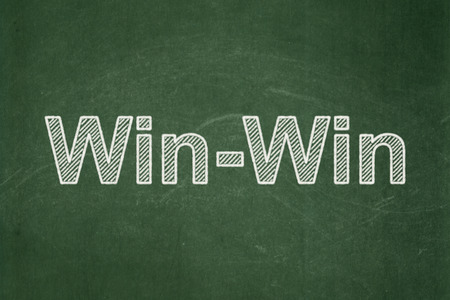 Finance concept: text Win-Win on Green chalkboard backgroundの写真素材