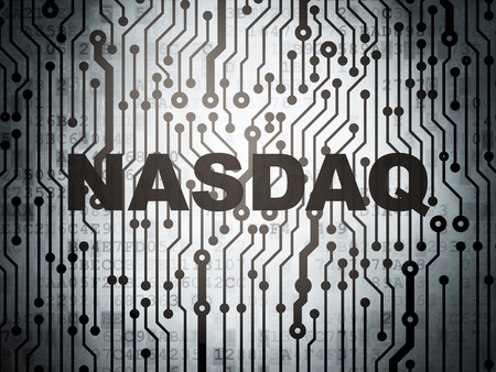 Stock market indexes concept: circuit board with  word NASDAQ, 3D renderingの写真素材
