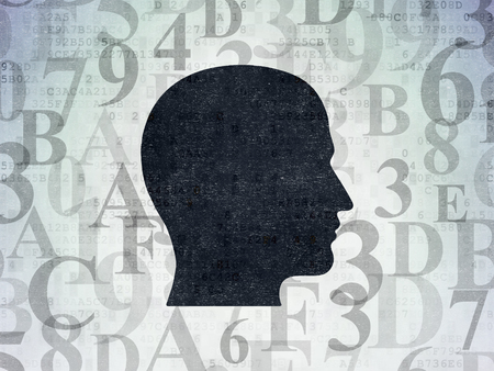 Data concept: Painted black Head icon on Digital Data Paper background with  Hexadecimal Codeの写真素材