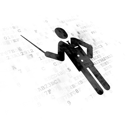 Education concept: Pixelated black Teacher icon on Digital backgroundの写真素材