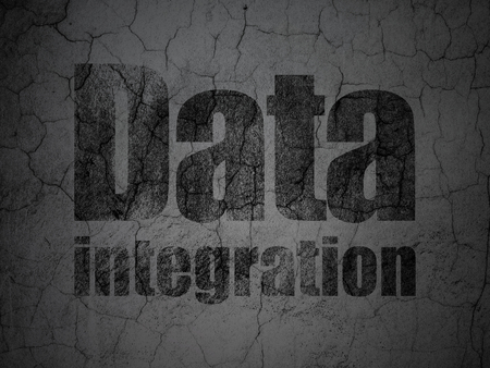 Information concept: Black Data Integration on grunge textured concrete wall backgroundの写真素材