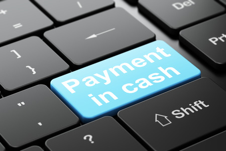 Money concept: computer keyboard with word Payment In Cash, selected focus on enter button background, 3D renderingの写真素材