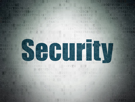 Privacy concept: Painted blue word Security on Digital Data Paper backgroundの写真素材