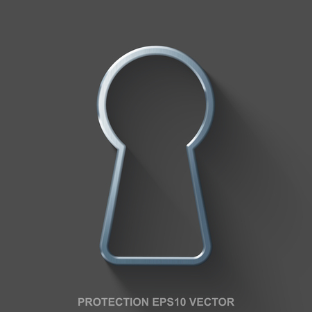 Flat metallic safety 3D icon. Polished Steel Keyhole icon with transparent shadow on Gray background. EPS 10, vector illustration.のイラスト素材