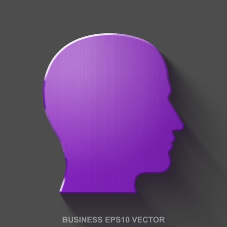 Flat metallic business 3D icon. Purple Glossy Metal Head icon with transparent shadow on Gray background. EPS 10, vector illustration.のイラスト素材
