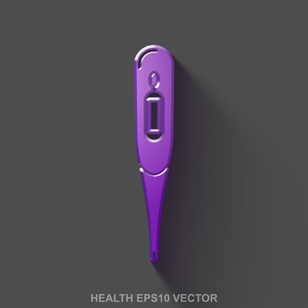 Flat metallic Health 3D icon. Purple Glossy Metal Thermometer icon with transparent shadow on Gray background. EPS 10, vector illustration.のイラスト素材