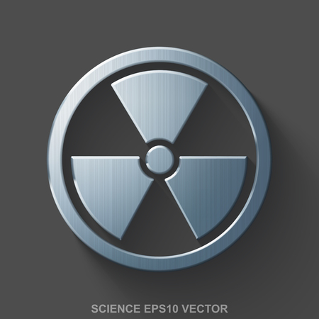 Flat metallic Science 3D icon. Polished Steel Radiation icon with transparent shadow on Gray background. EPS 10, vector illustration.のイラスト素材