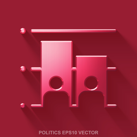 Flat metallic political 3D icon. Red Glossy Metal Election icon with transparent shadow on Red background. EPS 10, vector illustration.のイラスト素材
