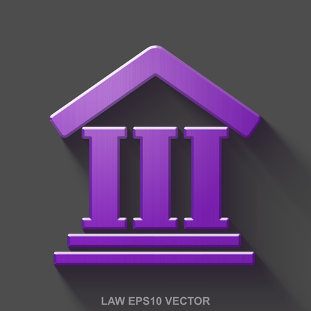 Flat metallic law 3D icon. Purple Glossy Metal Courthouse icon with transparent shadow on Gray background. EPS 10, vector illustration.のイラスト素材