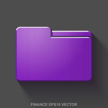 Flat metallic finance 3D icon. Purple Glossy Metal Folder icon with transparent shadow on Gray background. EPS 10, vector illustration.のイラスト素材