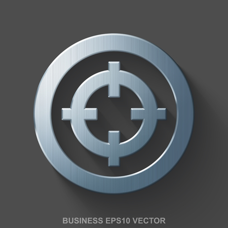 Flat metallic finance 3D icon. Polished Steel Target icon with transparent shadow on Gray background. EPS 10, vector illustration.のイラスト素材