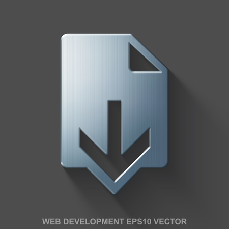 Flat metallic web development 3D icon. Polished Steel Download icon with transparent shadow on Gray background. EPS 10, vector illustration.のイラスト素材