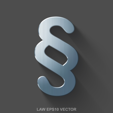 Flat metallic law 3D icon. Polished Steel Paragraph icon with transparent shadow on Gray background. EPS 10, vector illustration.のイラスト素材