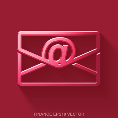Flat metallic business 3D icon. Red Glossy Metal Email icon with transparent shadow on Red background.のイラスト素材