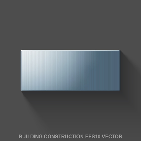 Flat metallic building construction 3D icon. Polished Steel Bricks icon with transparent shadow on Gray background.のイラスト素材