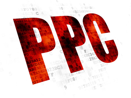 Advertising concept: Pixelated red text PPC on Digital backgroundの写真素材