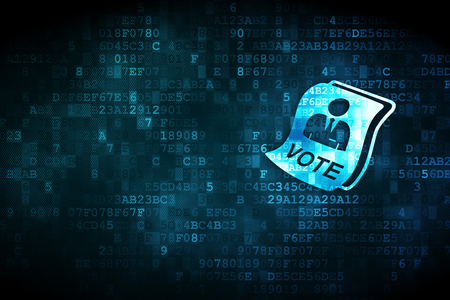 Political concept: pixelated Ballot icon on digital background, empty copyspace for card, text, advertisingの写真素材