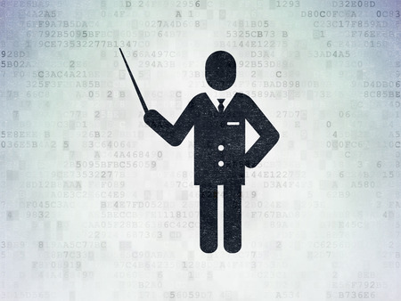 Studying concept: Painted black Teacher icon on Digital Data Paper backgroundの写真素材