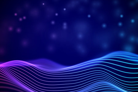 3D Sound waves with floating particles. Data abstract visualization. Digital concept: virtual...