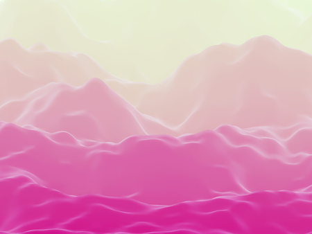 Abstract futuristic 3D mountains foggy landscape on alien planet. Space surface - sci-fi backdrop. Virtual reality concept or cyberspace background. Fictional world, vector EPS10 illustration.のイラスト素材