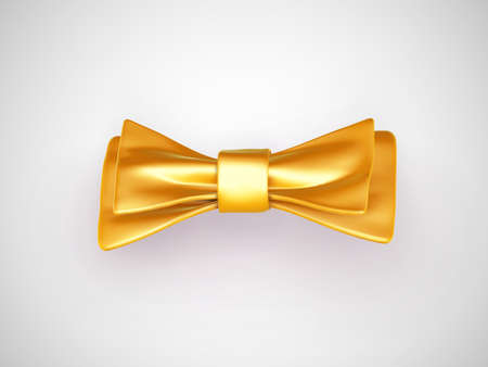 Golden 3D bow tie on white background.のイラスト素材