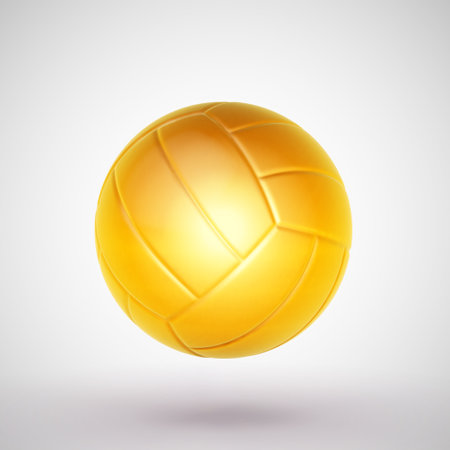 Realistic 3D golden volleyball ball on white backgroundのイラスト素材