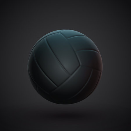 Realistic 3D black volleyball ball on dark background.のイラスト素材