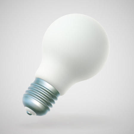 3D LED white light bulb on gray background.のイラスト素材