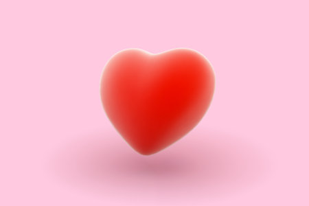 3D red heart shape on pink background.のイラスト素材