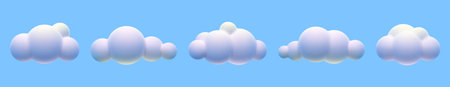 White 3D clouds on blue background.のイラスト素材