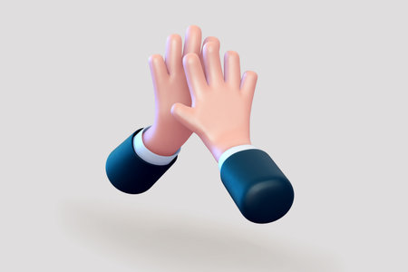 3D cartoon high five gestureのイラスト素材