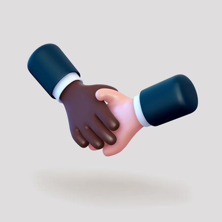 3D cartoon handshake gestureのイラスト素材