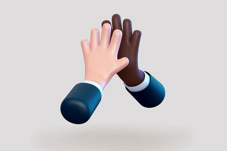 3D cartoon high five gestureのイラスト素材
