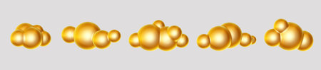 Golden 3D clouds on gray backgroundのイラスト素材