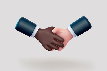 3D cartoon handshake gestureのイラスト素材