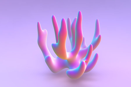 Pink 3D living coral polyp on purple background.のイラスト素材