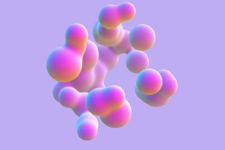 3D abstract liquid bubbles on purple background.のイラスト素材