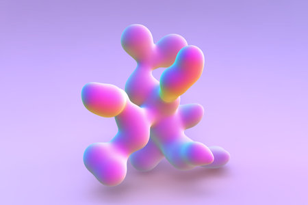 Pink 3D living coral polyp on purple background.のイラスト素材