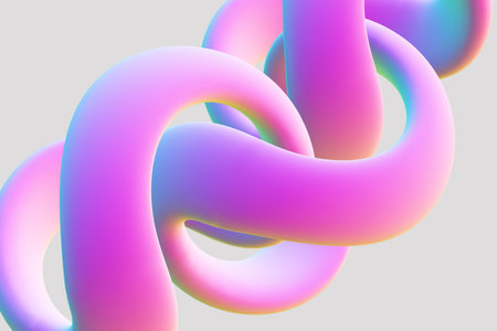 3D pink torus knot isolated on gray background.のイラスト素材