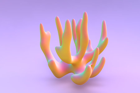 Orange 3D living coral polyp on purple background.のイラスト素材