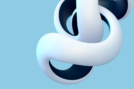3D torus knot isolated on blue background.のイラスト素材