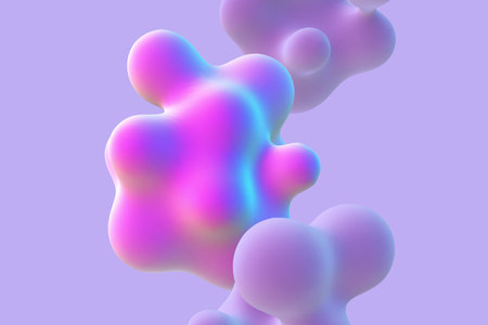 3D abstract liquid bubbles on purple background.のイラスト素材