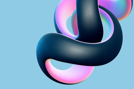 3D torus knot isolated on blue background.のイラスト素材