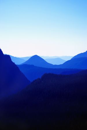 Blue mountain landscape view from morning travel.の写真素材