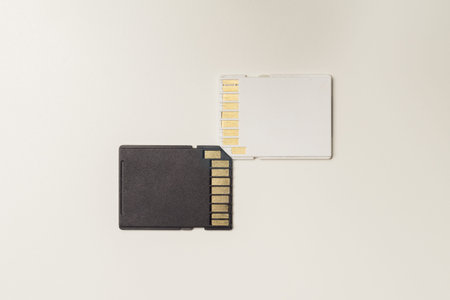 Memory cards isolated on white background. Sd card and copy space