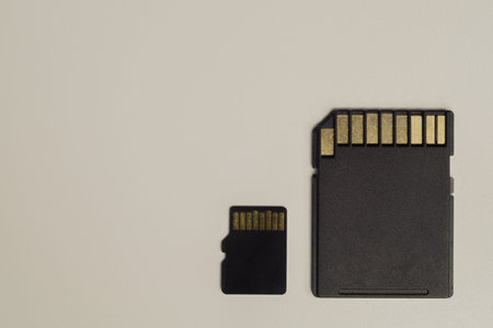 Memory cards isolated on white background. sd card and copy space