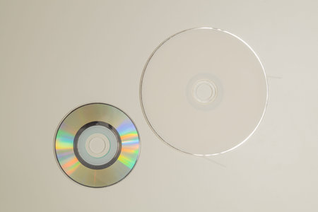 Compact discs on a white background. copy space