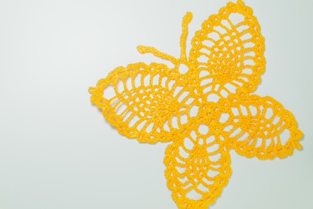 Handmade knitting wool texture background closeup needleworkの写真素材