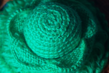 Handmade knitting wool texture background closeup needleworkの写真素材