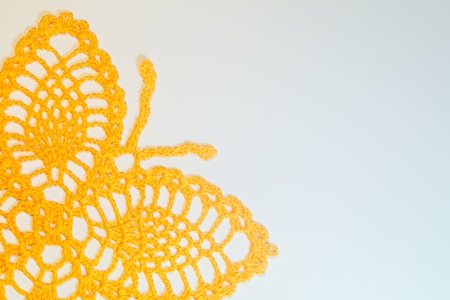 Handmade knitting wool texture background closeup needleworkの写真素材